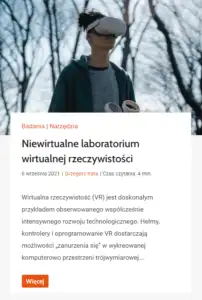 Niewirtualne laboratorium wirtualnej rzeczywistości - link do artykułu